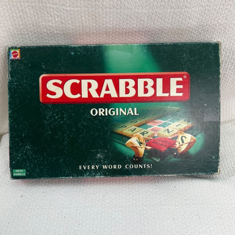 Vintage 1999 Mattel Scrabble Original Word Board Game 51285 English With Box